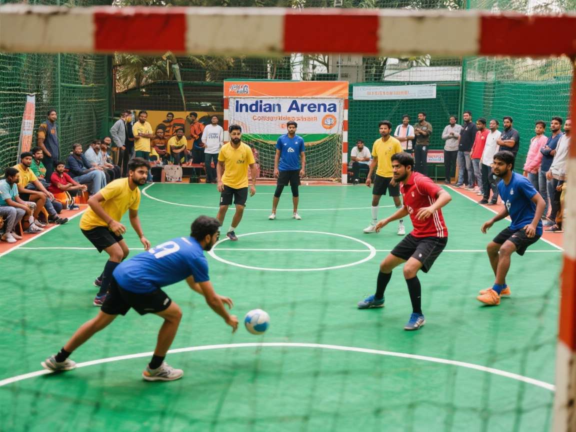 Indian Handball Arena - Community meetup in Bangalore Indian Handball Arena community meetup with players gathered for a tournament